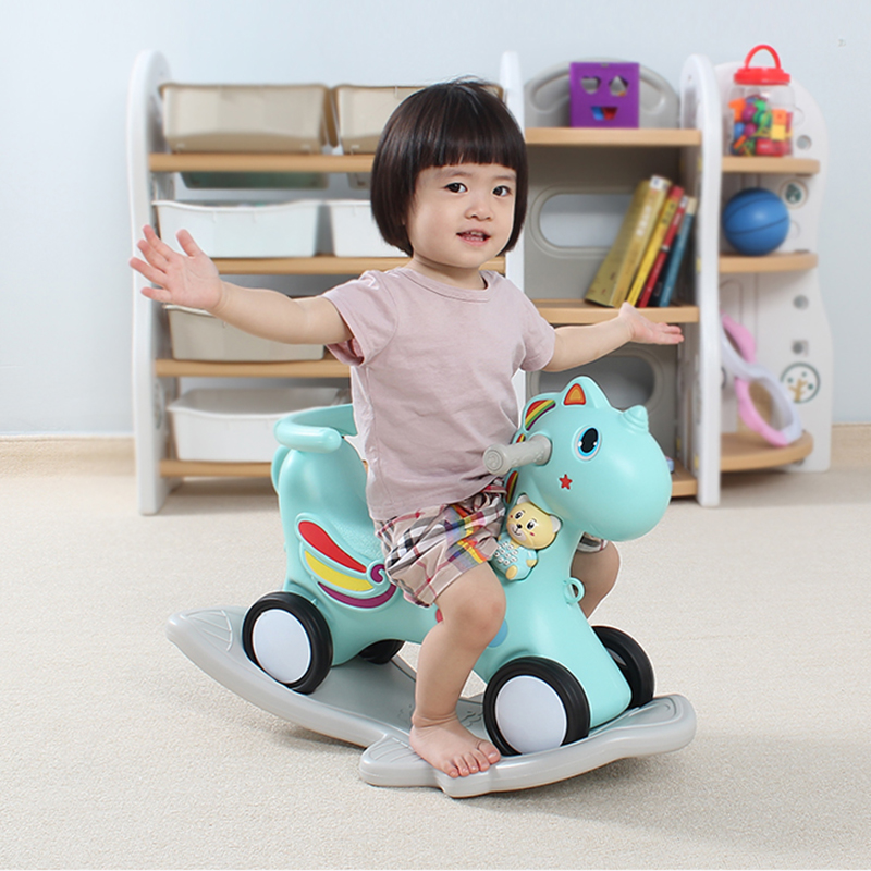 Indoor plastic kids rocking horse for baby ride toy