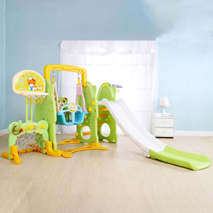 Multifunction kids plastic slide and swing playground set 