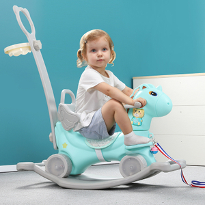 Baby rotating glow musical toddler walker plastic kids unicorn cartoon rocking horse ride on animals toy