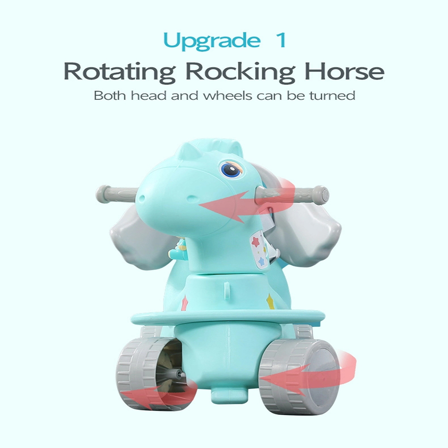 Baby rotating glow musical toddler walker plastic kids unicorn cartoon rocking horse ride on animals toy