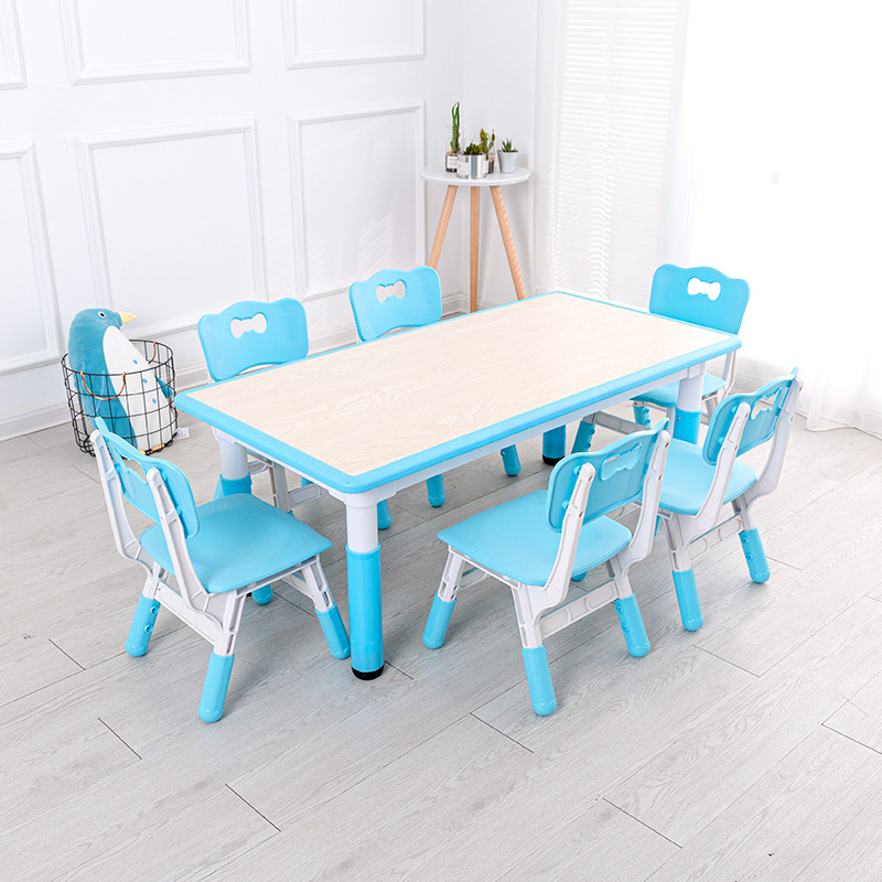 Baby study table and chair for kindergarten cheap wooden furniture set